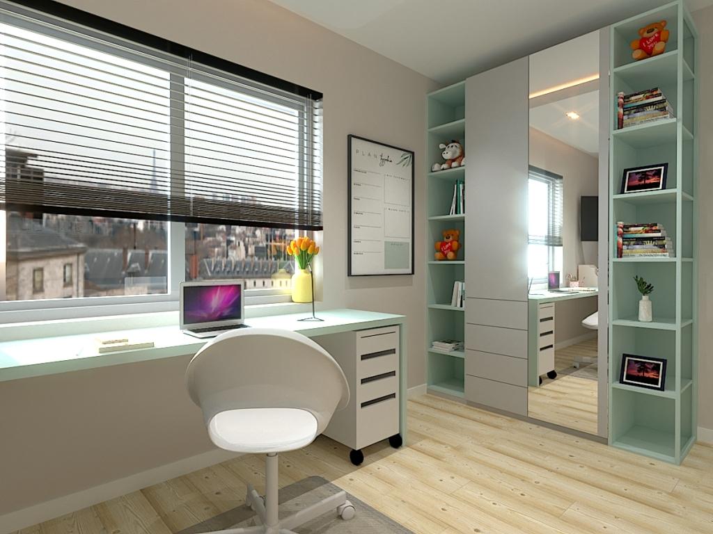 Pokój młodzieżowy przytulny, nowoczesny i modny.